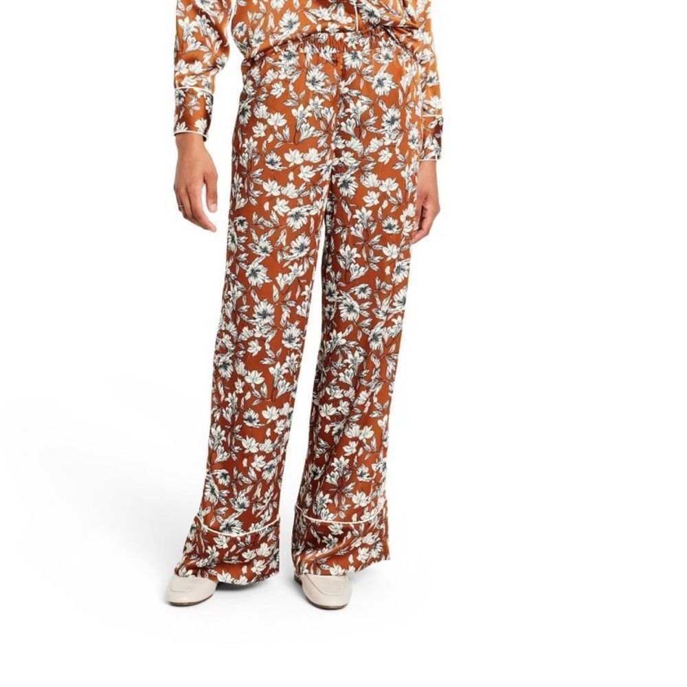 Women's Floral Wide Leg Trousers - La Ligne x Target Brown/White